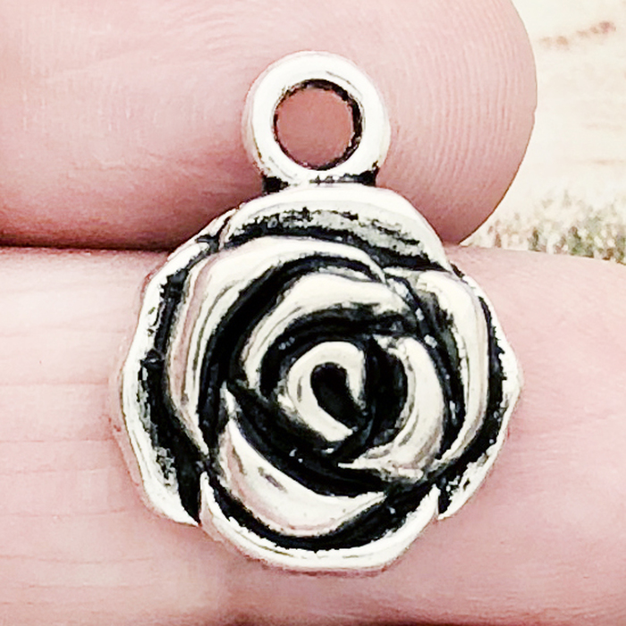 Silver Rose Charms Wholesale Pewter