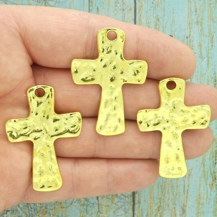 Simple Gold Cross Charms Wholesale in Pewter » Cross Charm