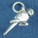 Bird Parrot Charm Sterling Silver Pendant in 3D