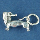 Dog Dachshund Charm Sterling Silver Pendant in 3D