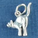 Scared 3D Cat Charm Sterling Silver Pendant in Halloween Pose