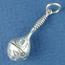 Music: Maraca 3D Sterling Silver Charm Pendant