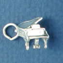 Music: Piano Baby Grand 3D Sterling Silver Charm Pendant