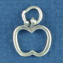 School Teacher Apple Outline Child's Sterling Silver Charm for Bracelet or Necklace