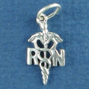 Caduceus Medical RN Nurse 3D Symbol Sterling Silver Charm Pendant