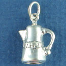 Kitchen: Coffee Pot 3D Cooking Sterling Silver Charm Pendant