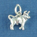 Astrology Zodiac Sign Charm Taurus 3D Sterling Silver Charm Pendant