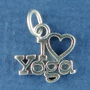 Yoga, I Love Open Heart Sports Meditation Sterling Silver Charm Pendant