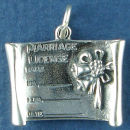 Wedding Marriage License 3D Sterling Silver Charm Favor for Wedding Charm Bracelet