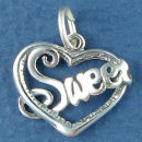 Heart Word Phrase Sweet Sterling Silver Charm Pendant