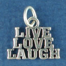 Live Love Laugh Word Charm and Message Phrase Sterling Silver Charm for Charm Bracelet