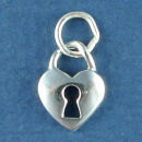 Heart Shaped Lock Sterling Silver Charm Pendant Great for a Charm Bracelet