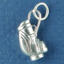 Golf Bag 3D Sterling Silver Charm Pendant Charm Bracelet Sized