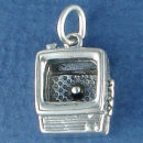 Television 3D Sterling Silver Charm Pendant