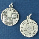 Tour: Dallas Texas Double Sided Sterling Silver Charm Disk Pendant