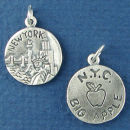 Tour: New York Double Sided Sterling Silver Charm Disk Pendant