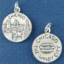 Tour: Chicago Double Sided Sterling Silver Charm Disk Pendant