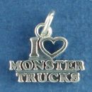 Monster Trucks, I Heart Love Sterling Silver Charm Pendant