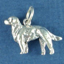 Dog with Long Hair 3D Sterling Silver Charm Pendant