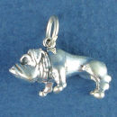 Dog, Bulldog Large 3D Sterling Silver Charm Pendant