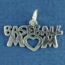 Baseball Mom with Open Heart Sports Sterling Silver Charm Pendant