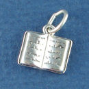 School Book Open 3D Sterling Silver Charm Pendant