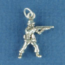 Military: Soldier with Rifle 3D Sterling Silver Charm Pendant