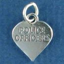 Police Officers Word Phrase on Heart Sterling Silver Charm Pendant