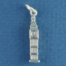 Tour: Big Ben Clock 0f London 3D Sterling Silver Charm Pendant