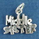 Sister, Middle Word Phase Sterling Silver Charm Message Pendant