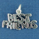 Best Friends Word Charm and Message Phrase Sterling Silver Charm Pendant