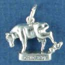 Tour: Chicago Fire Cow Kicking Over a Lantern 3D Sterling Silver Charm Pendant