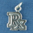 R/X Medical Pharmacist Perscription Symbol Sterling Silver Charm Pendant