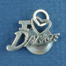 Dance, I Love with Heart Word Sterling Silver Charm Pendant