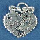 Heart Split with Mother on one Half and Daughter on the other Half Sterling Silver Charm