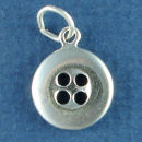 Button for Sewing on Clothing 3D Sterling Silver Charm Pendant