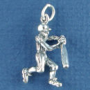 Baseball Player with Bat Sports Sterling Silver Charm Pendant