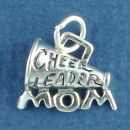 Cheerleader Mom and Megaphone Word Phrase Sterling Silver Charm Pendant