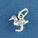 Duck Small Bird 3D Sterling Silver Charm Pendant