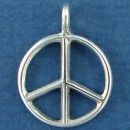 Peace Sign Symbol Small Sterling Silver Charm for Leather Cord or Charm Bracelet