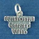 Military National Guard Wife Word Phrase Sterling Silver Charm Pendant