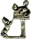 Cat: Kittens at mailbox-3D Sterling Silver Charm