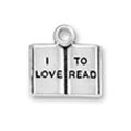 School Book with Word Phrase I Love To Read Sterling Silver Charm Pendant