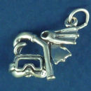 Snorkel Equipment 3D Sterling Silver Charm Pendant