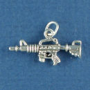 Machine Gun 3D Sterling Silver Charm Pendant