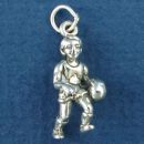 Basketball Player Boy 3D Sports Sterling Silver Charm Pendant