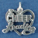 Cheer, I Heart Cheer Leading Word Phrase Charm Pendant