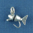 Fishing Lure 3D Sterling Silver Charm Pendant