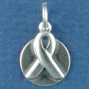 Awareness Ribbon on Disk for Engraving  Sterling Silver Charm Pendant