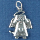 Angel Dog Charm Sterling Silver Pendant